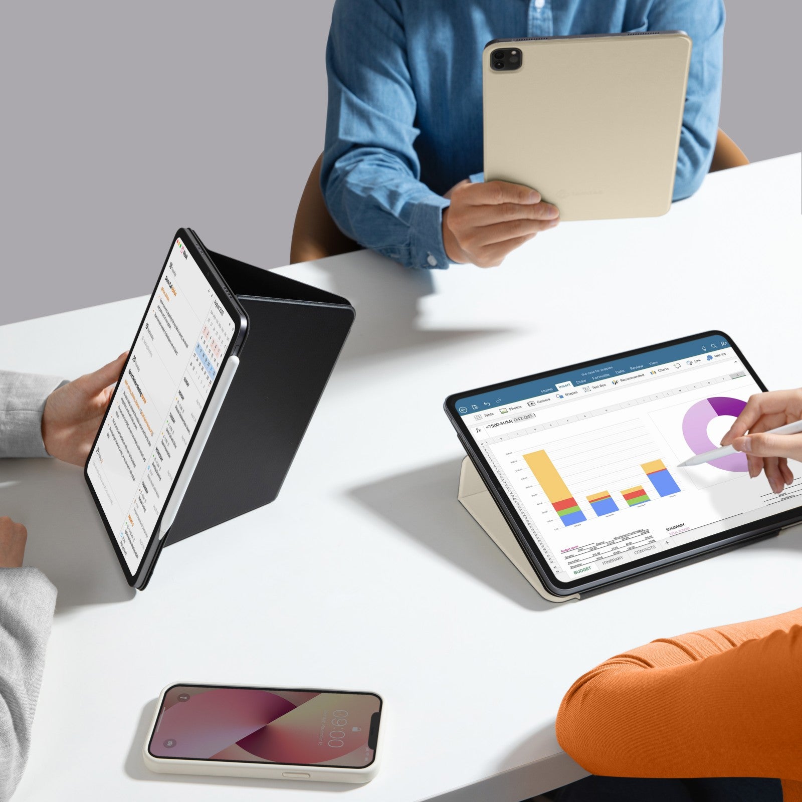 Inspire-B52 12.9 インチ iPad Pro マグネット 3Way 縦スマートケース